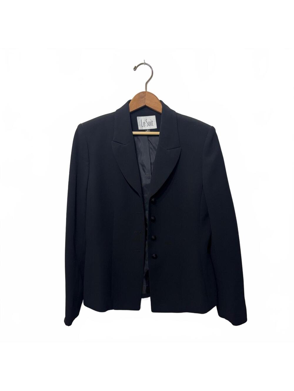Le Suit Black Notch Collar Three Button Blazer Womens Size 6